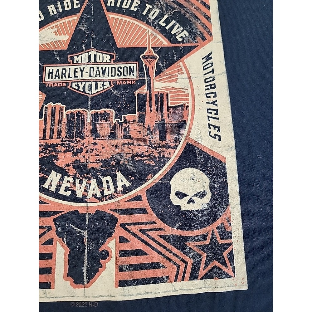 Harley Davidson T Shirt Mens M Nevada Live To Ride Black Biker Motorcycle 2 Side - Picture 11 of 12